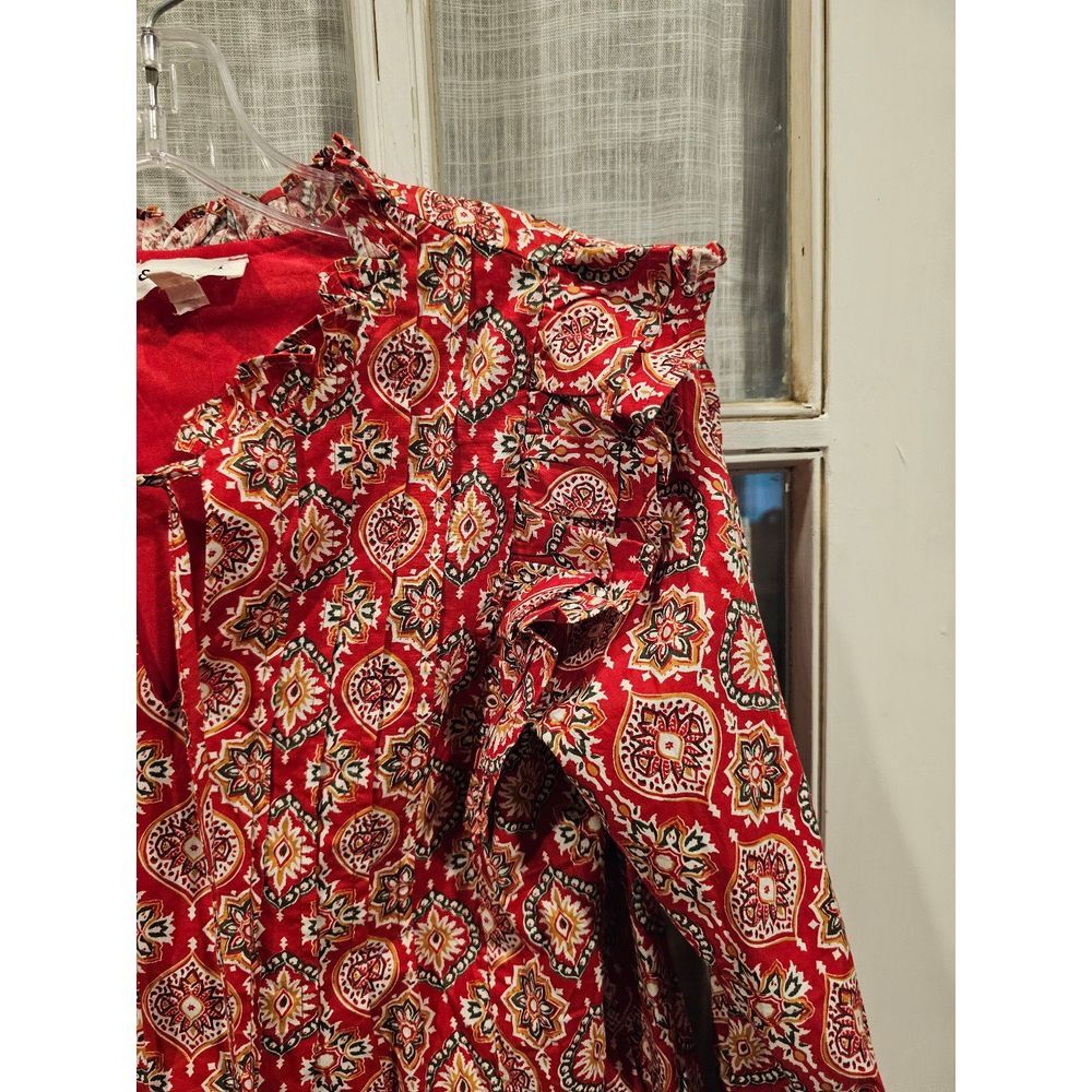 &Merci‎ Red Patterned Longsleeve Dress Women's Size Small - Picture 2 of 5